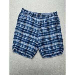J.Crew Club Shorts Mens *34 Blue Plaid Linen Irish Baird McNutt Coastal Outdoors